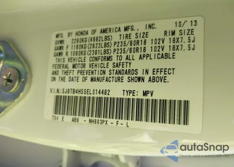 2014 Acura Rdx z USA, uszkodzony, nr VIN 5J8TB4H55EL014482